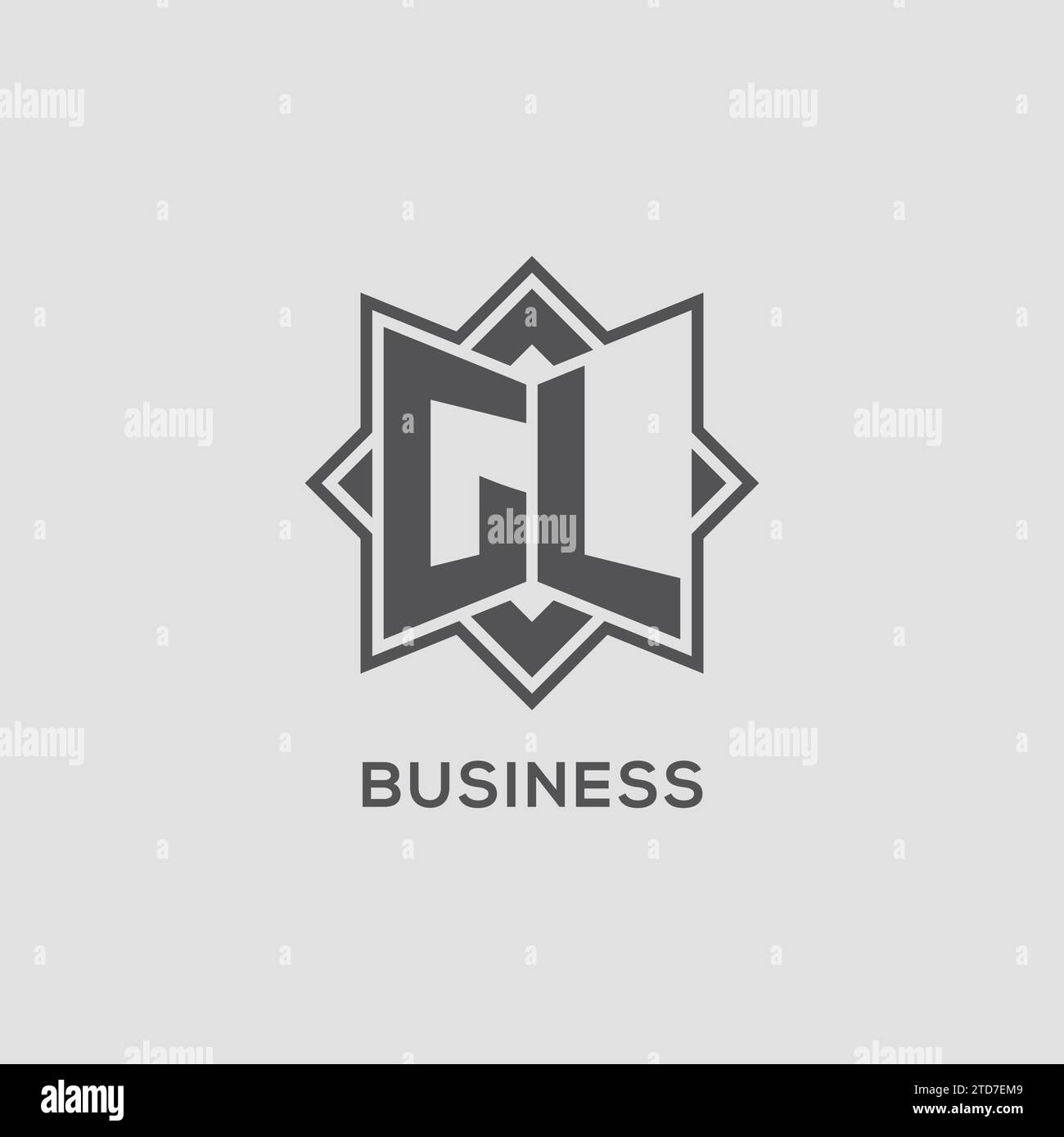 Monogram GL logo with eight point star style design vector graphic ...