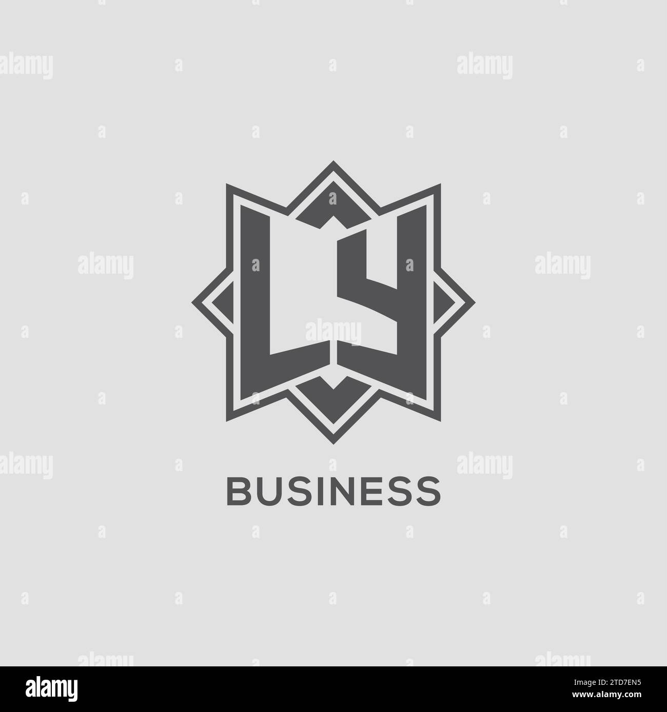 Monogram LY logo with eight point star style design vector graphic Stock Vector