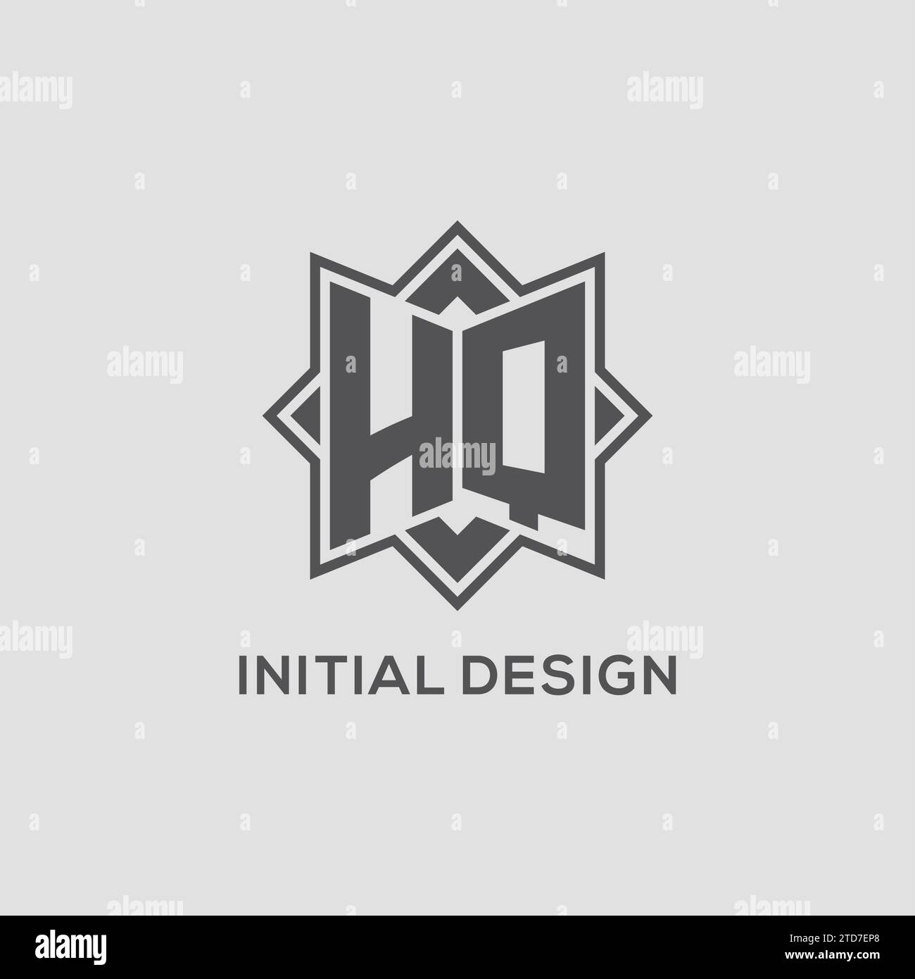 Monogram HQ logo with eight point star style design vector graphic Stock Vector