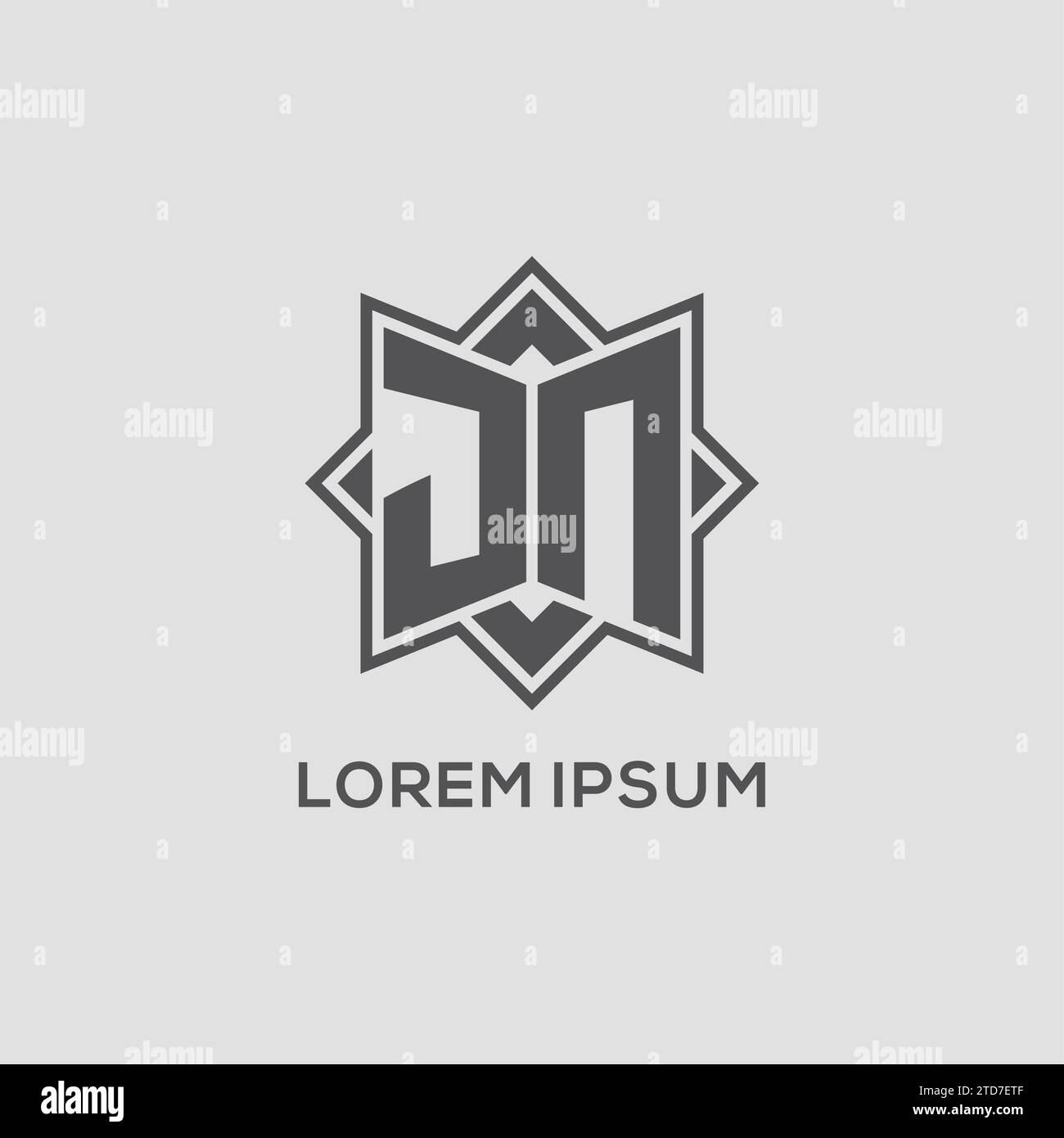 Monogram JN logo with eight point star style design vector graphic ...