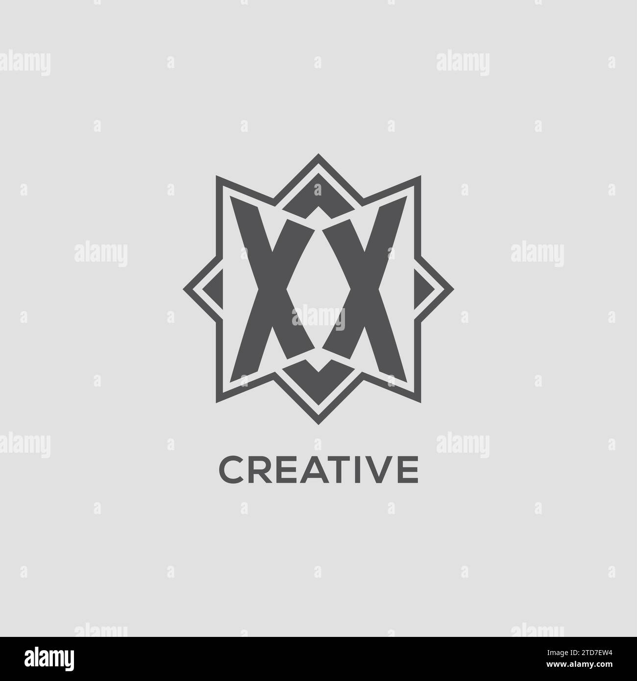 Monogram XX logo with eight point star style design vector graphic
