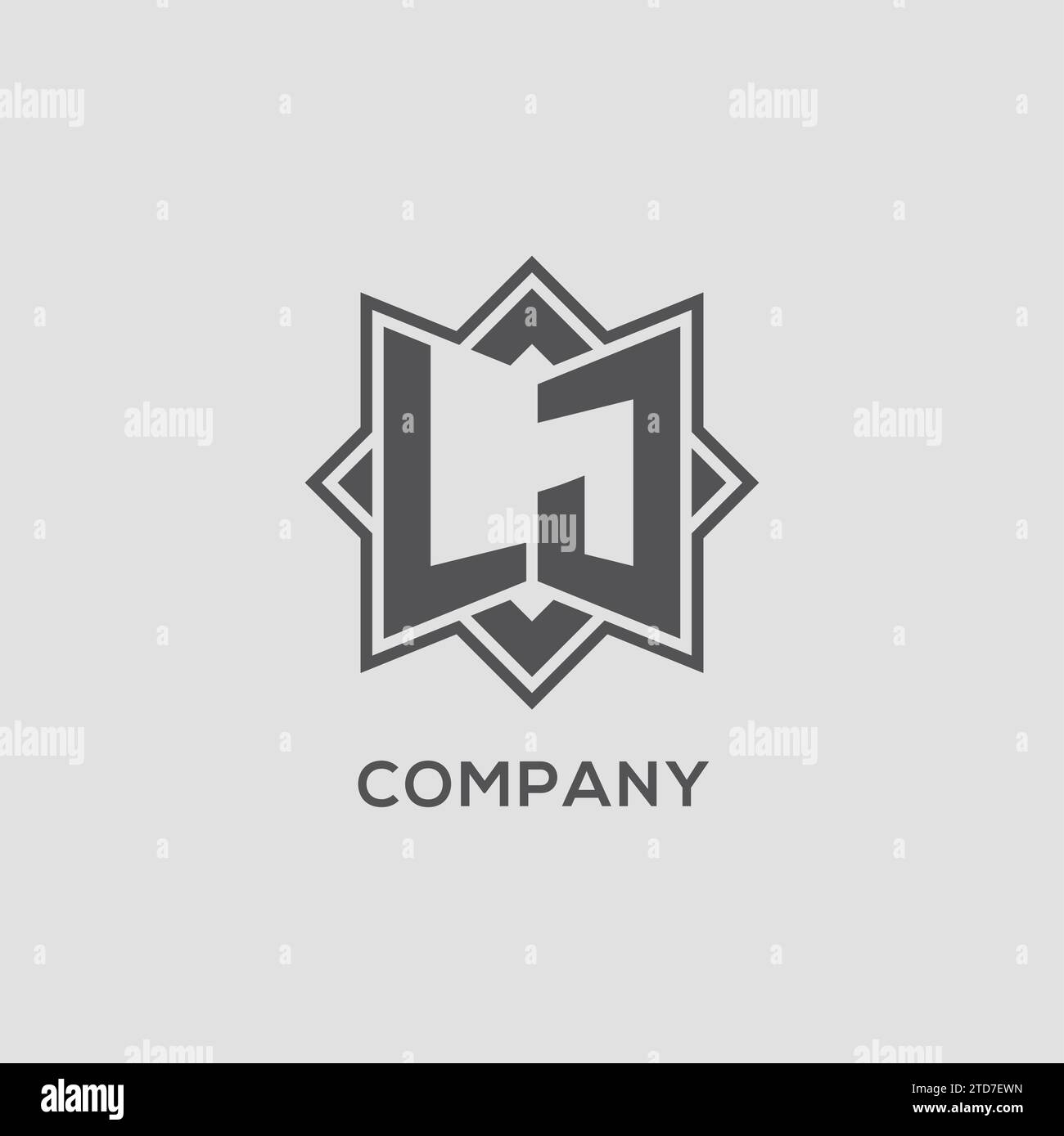 Monogram LJ logo with eight point star style design vector graphic ...