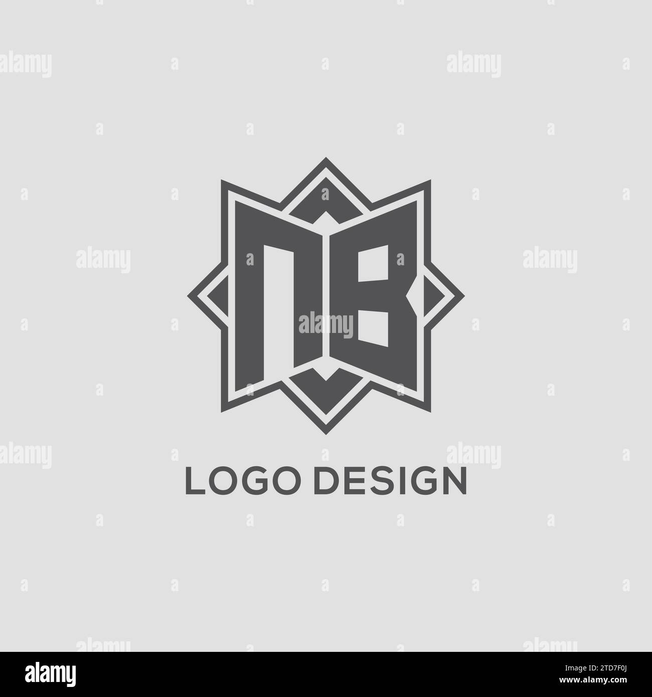 Monogram NB logo with eight point star style design vector graphic ...