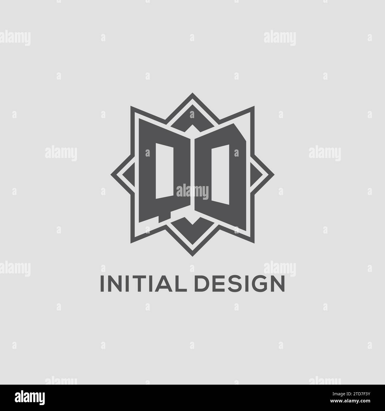 Monogram QD logo with eight point star style design vector graphic ...