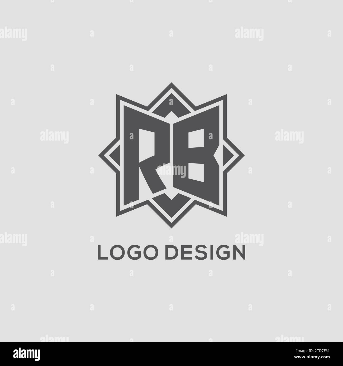 Monogram RB logo with eight point star style design vector graphic ...