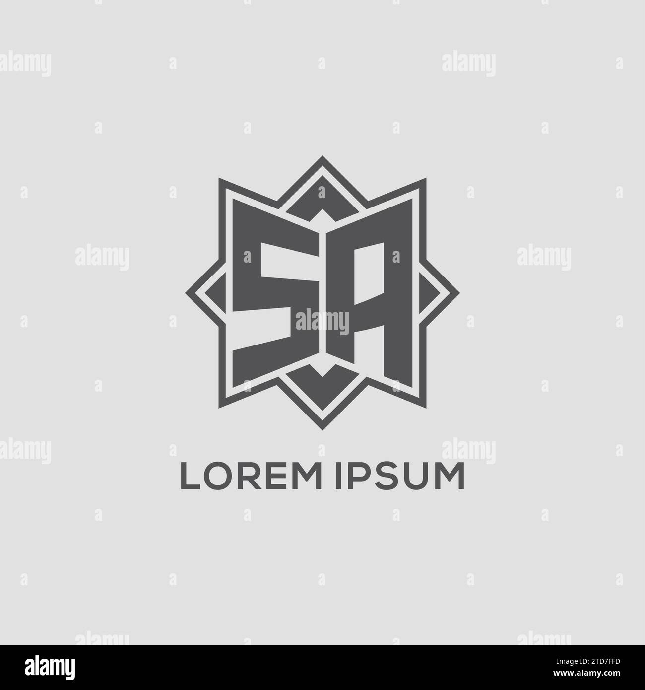 Monogram SA logo with eight point star style design vector graphic ...