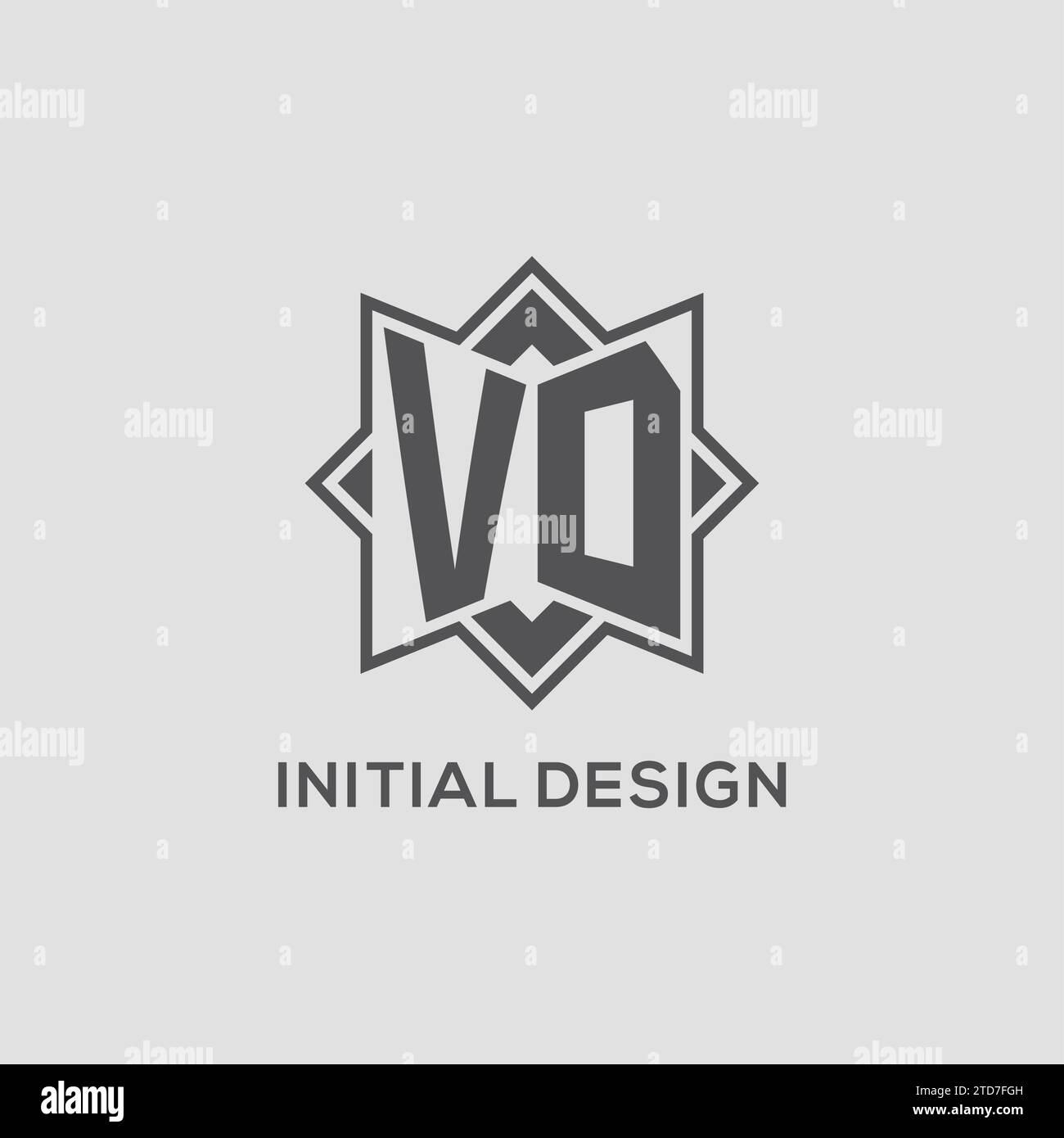 Monogram VD logo with eight point star style design vector graphic Stock Vector