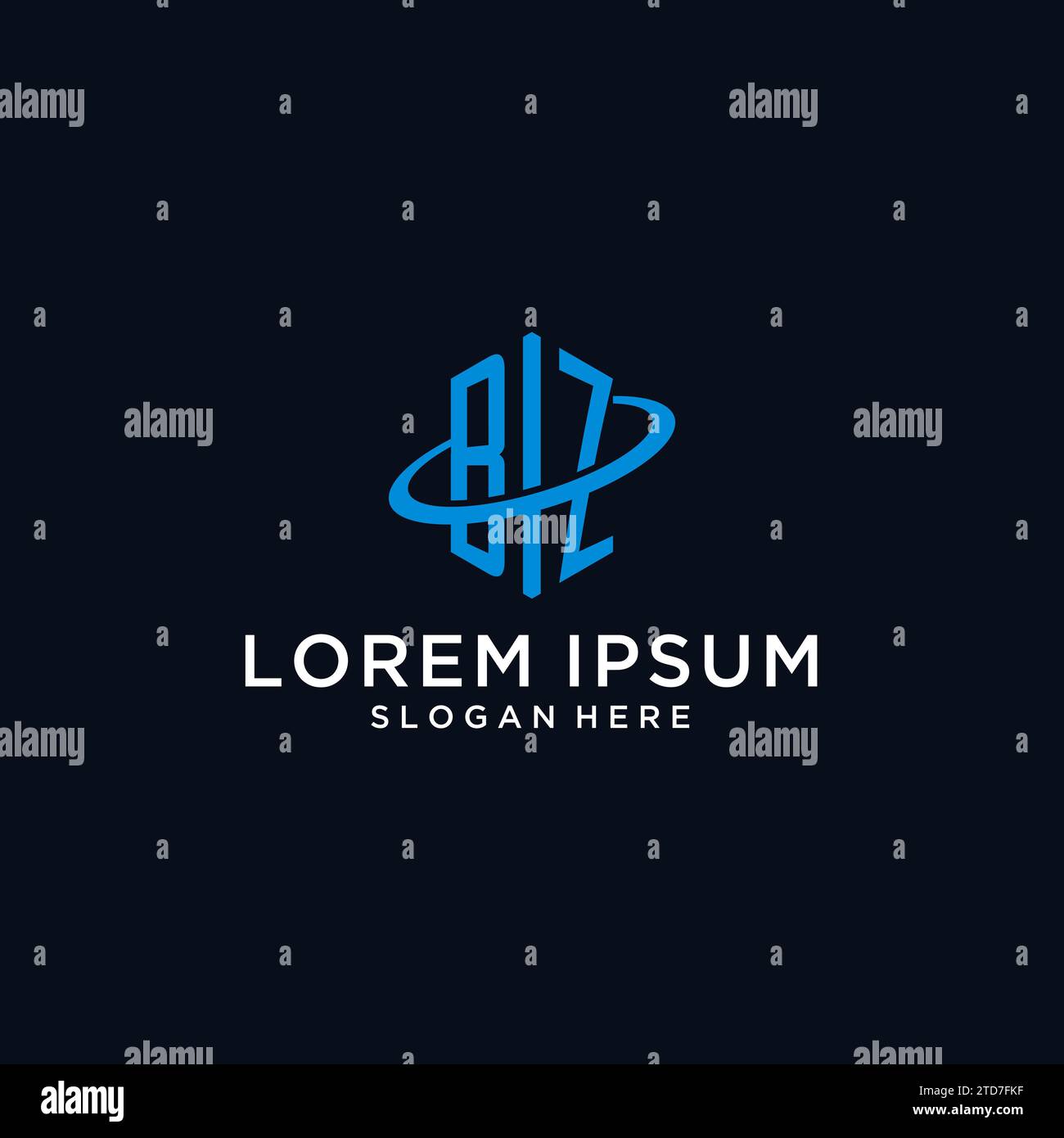BZ initial monogram logo with hexagonal shape and swoosh design ideas Stock Vector