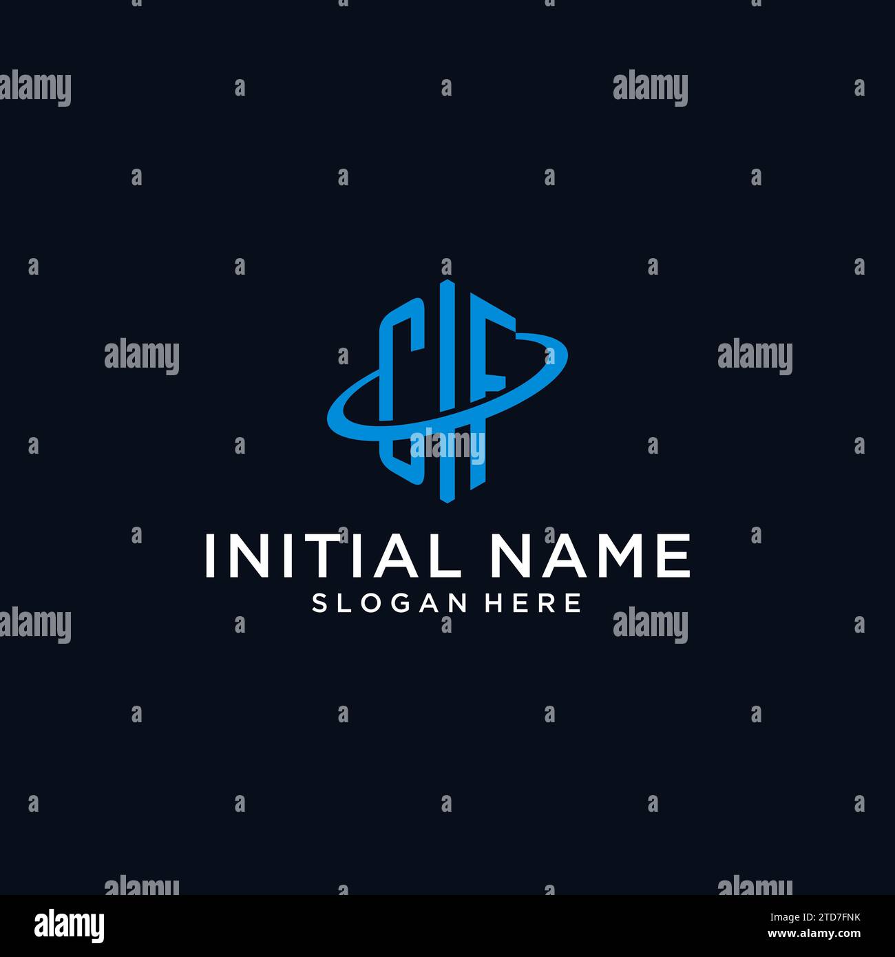 CF initial monogram logo with hexagonal shape and swoosh design ideas Stock Vector