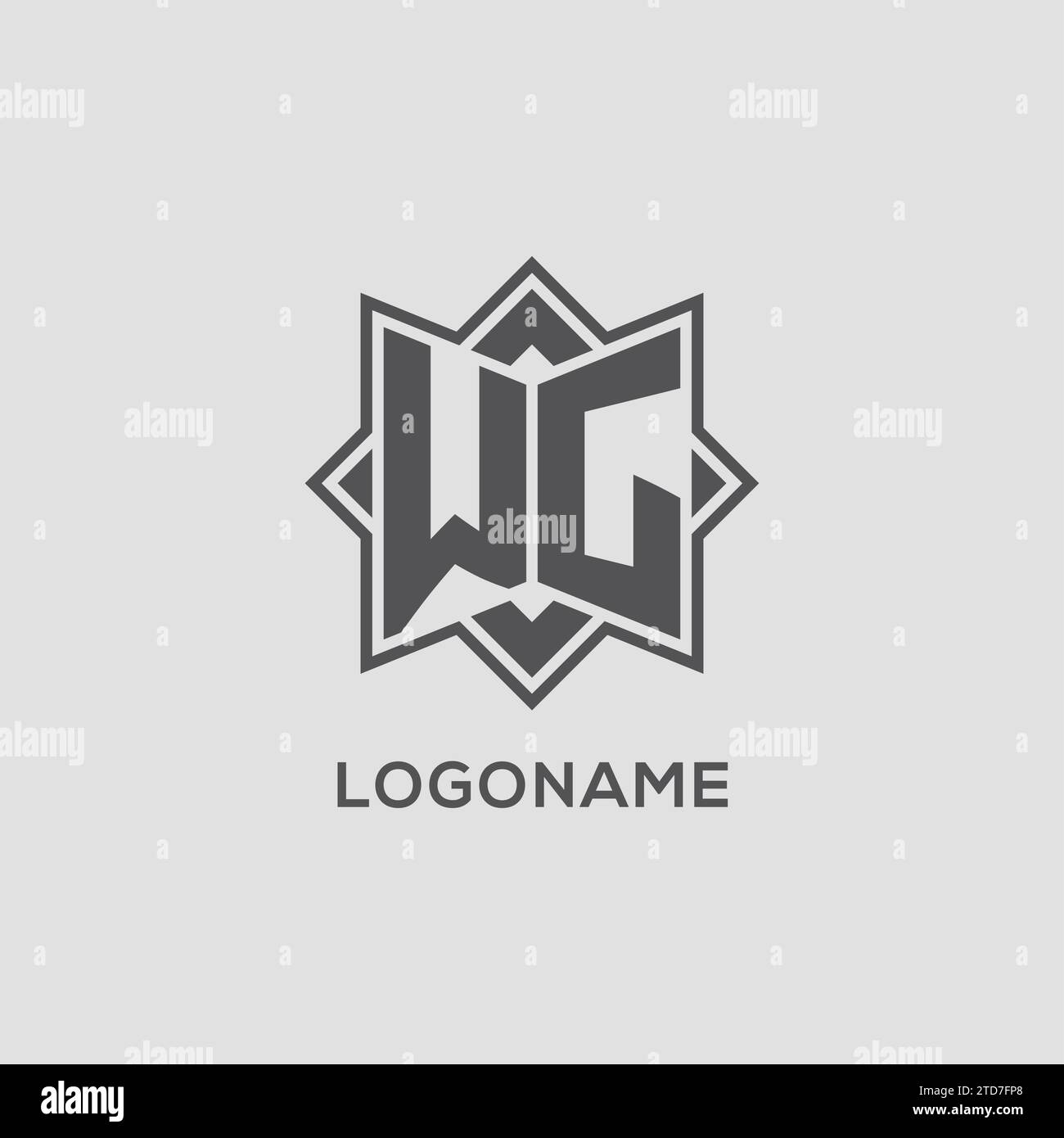 Monogram WG logo with eight point star style design vector graphic Stock Vector