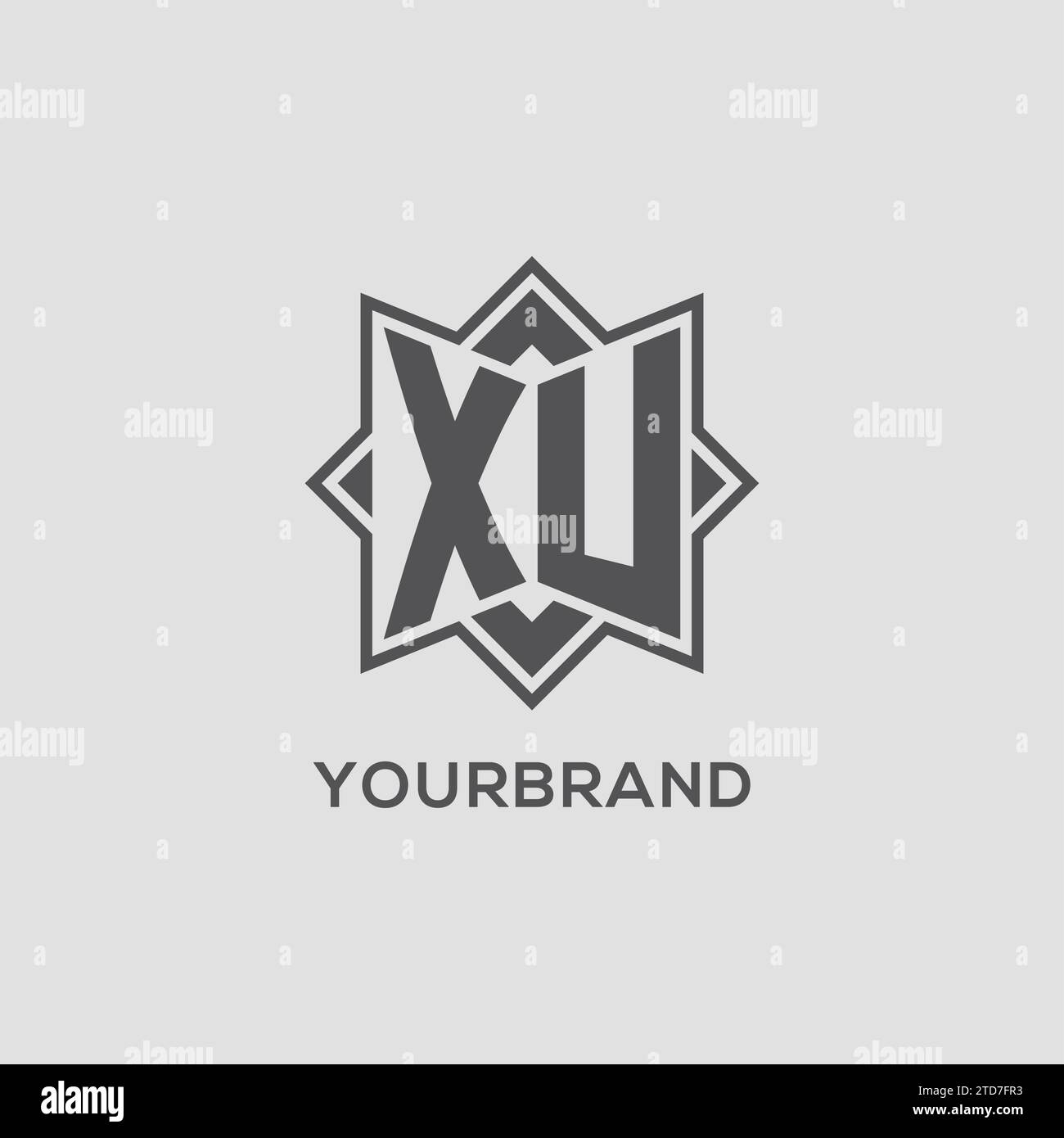 Monogram XU logo with eight point star style design vector graphic ...