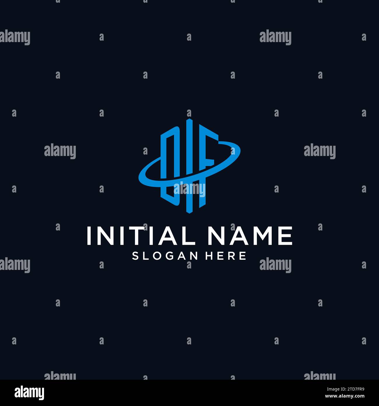 DF initial monogram logo with hexagonal shape and swoosh design ideas Stock Vector