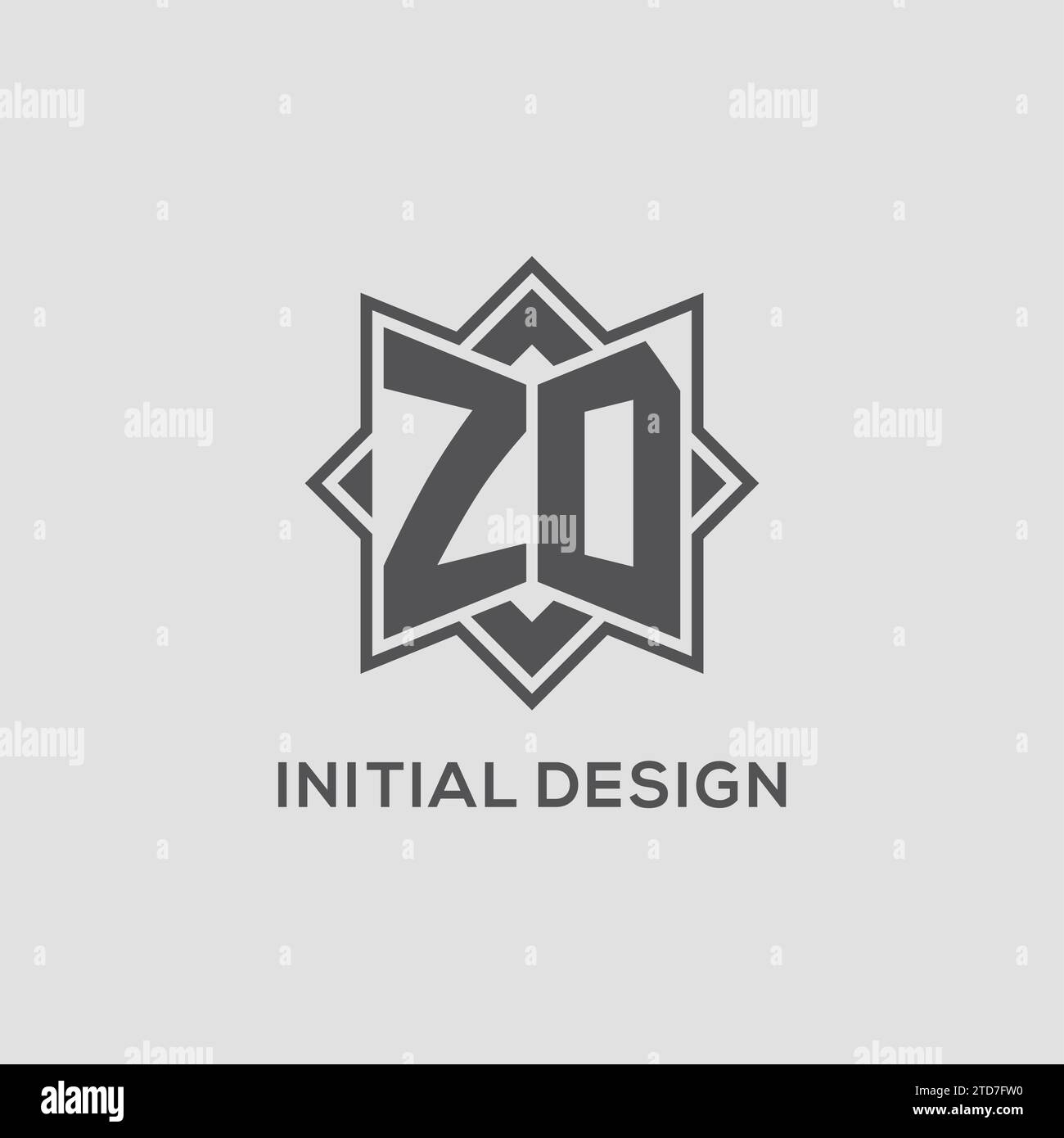 Monogram ZD logo with eight point star style design vector graphic Stock Vector