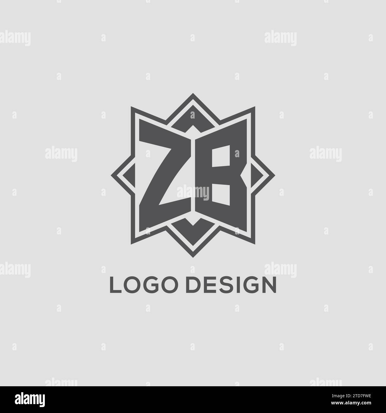 Monogram ZB logo with eight point star style design vector graphic ...