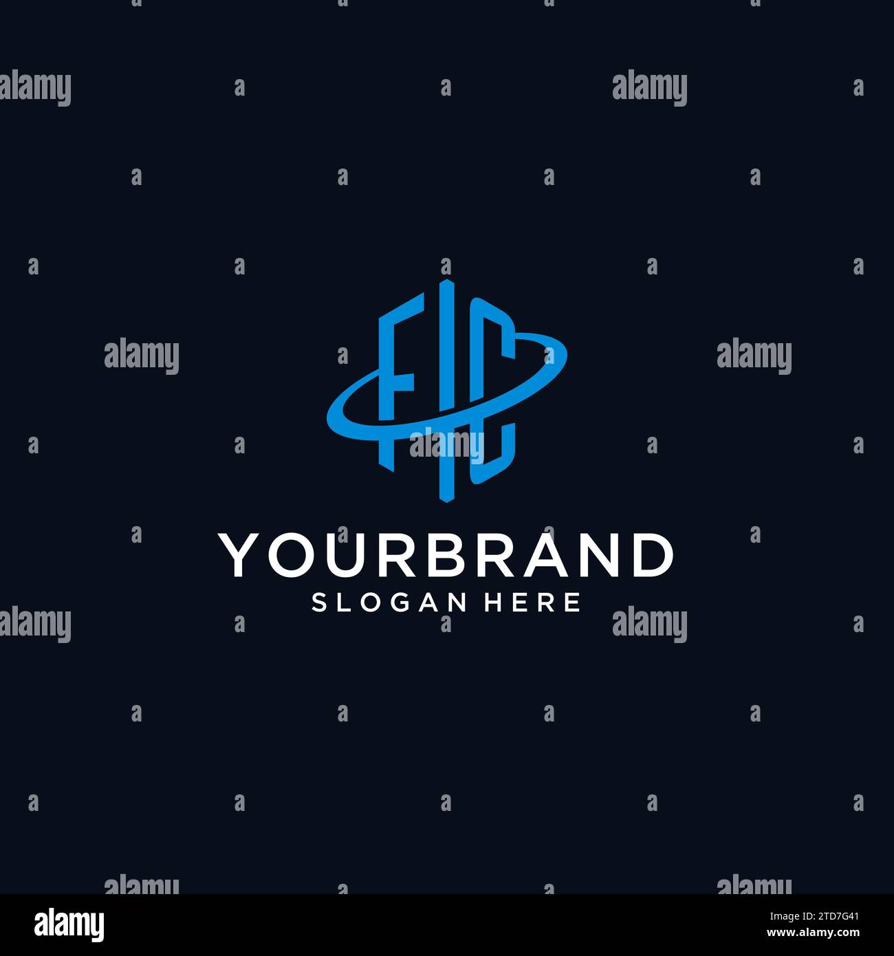 FC initial monogram logo with hexagonal shape and swoosh design ideas Stock Vector