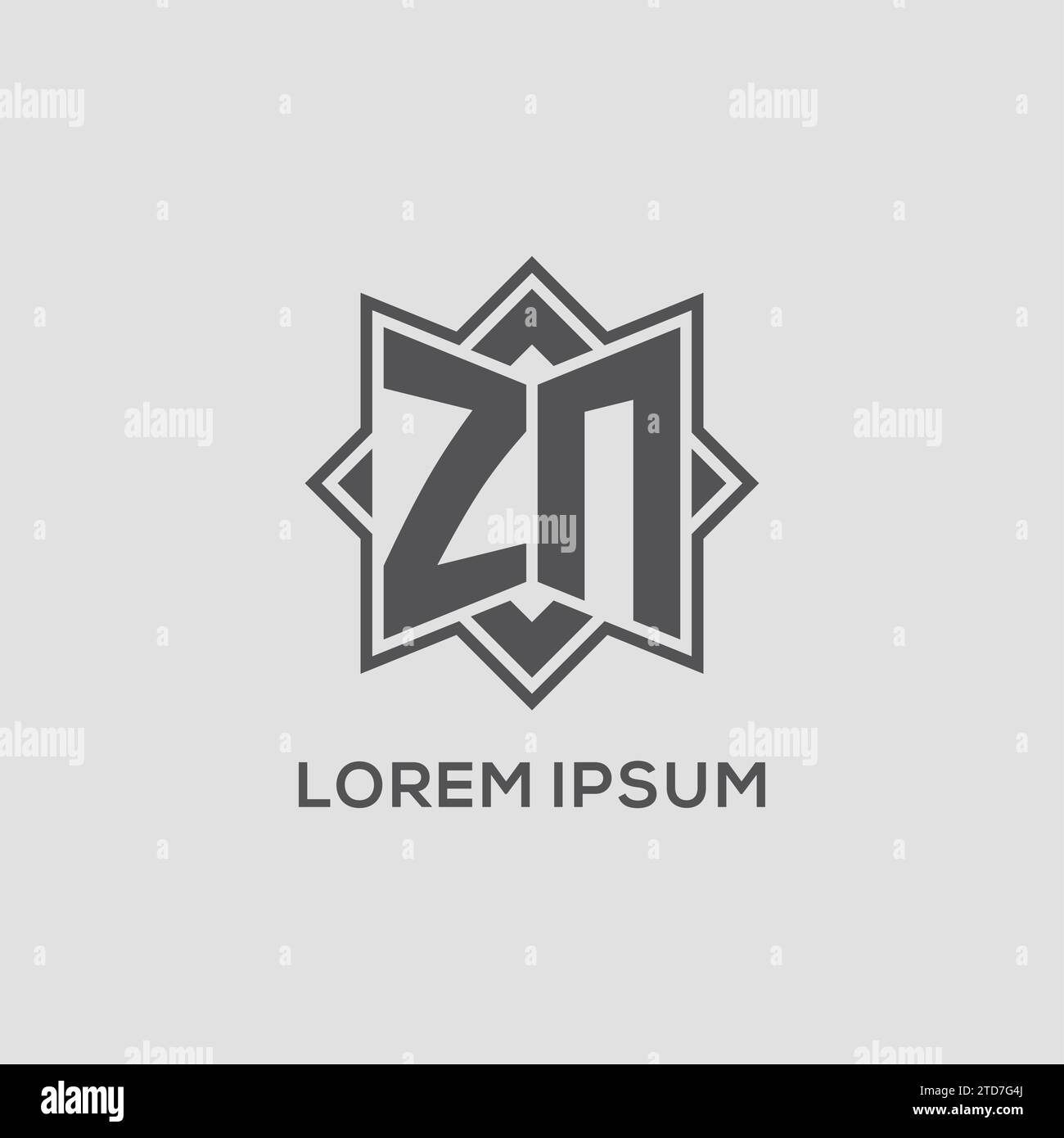 Monogram ZN logo with eight point star style design vector graphic ...