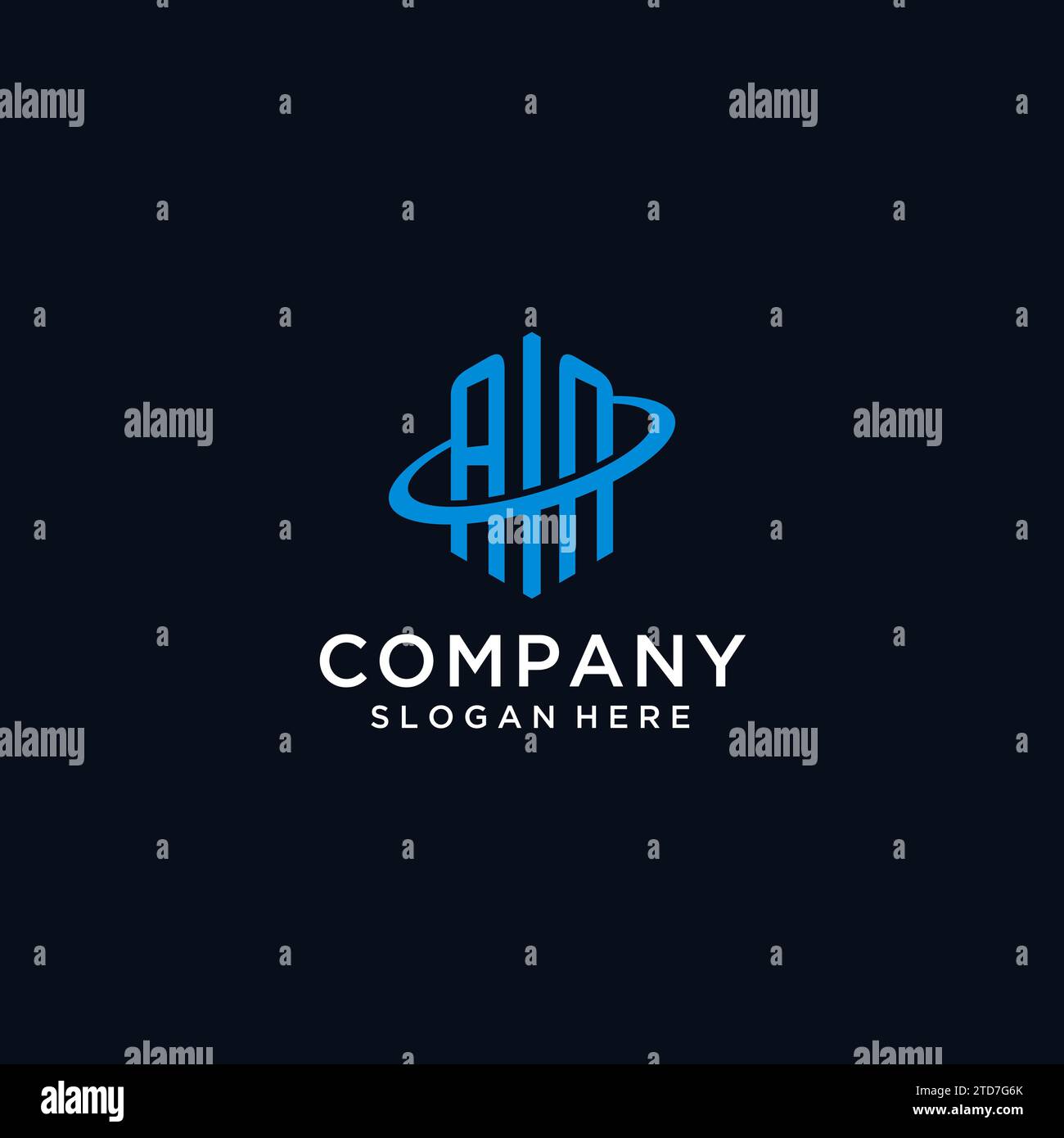 AN initial monogram logo with hexagonal shape and swoosh design ideas Stock Vector