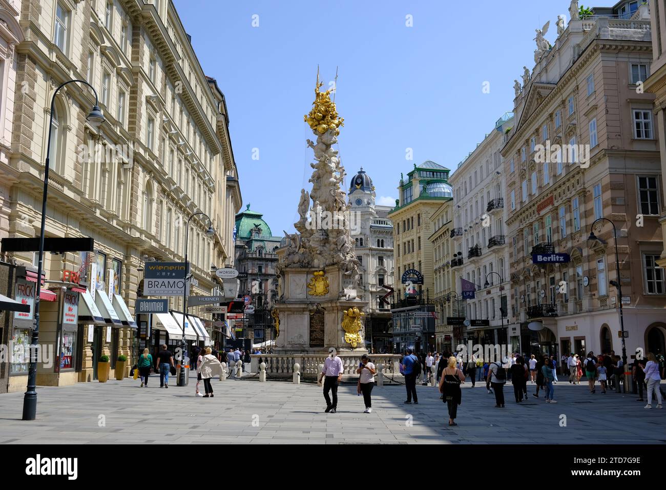 Vienna Austria - Graben Shopping Street - Column of Pest - Pestsäule Stock Photo