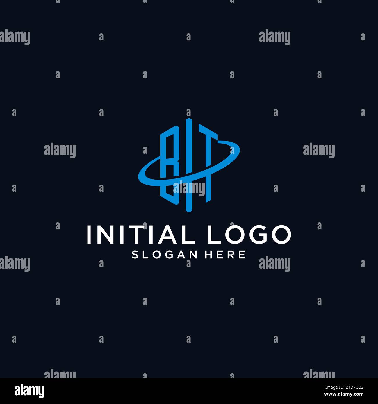 BT initial monogram logo with hexagonal shape and swoosh design ideas Stock Vector