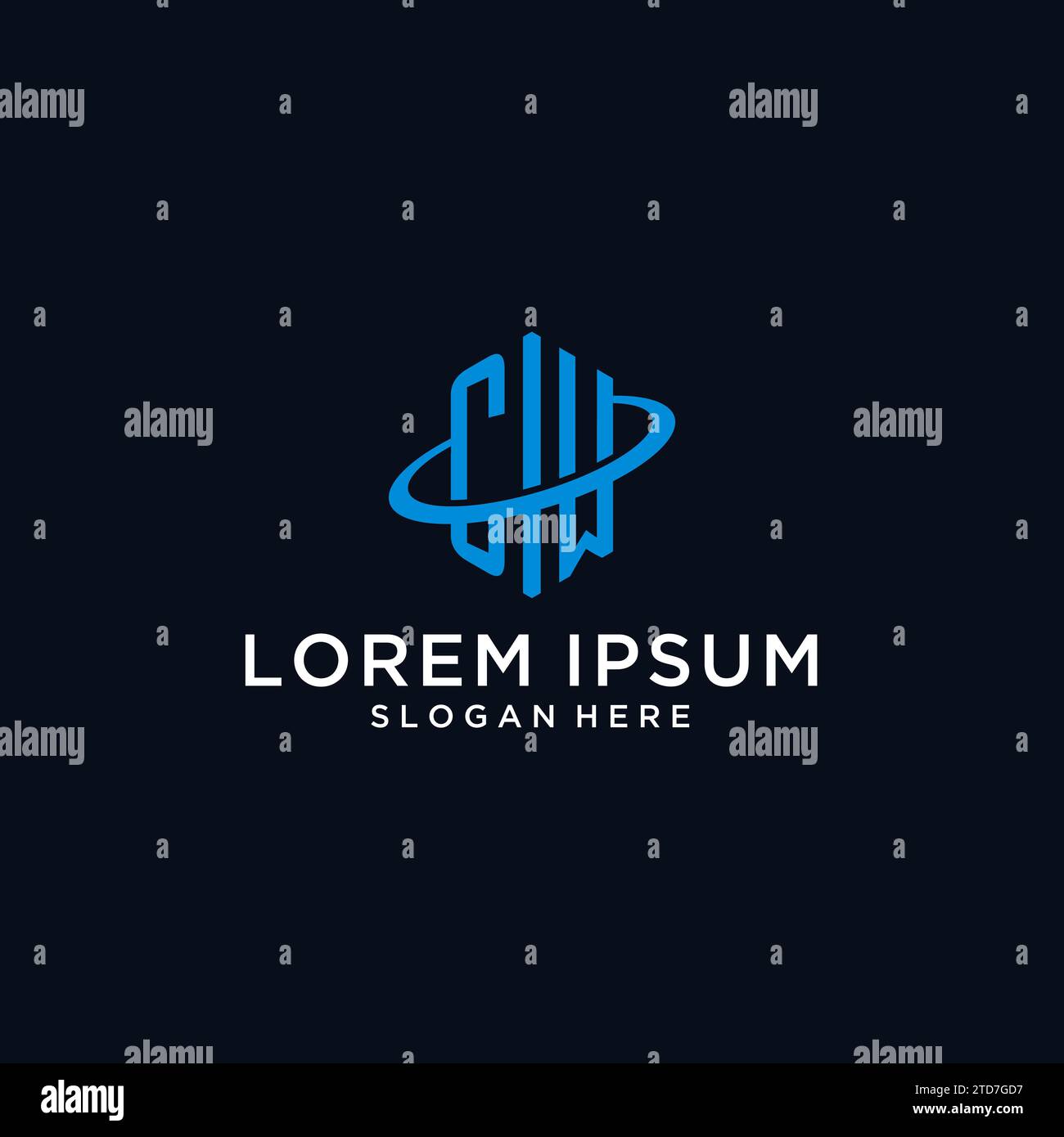 CM initial monogram logo with hexagonal shape and swoosh design ideas Stock Vector