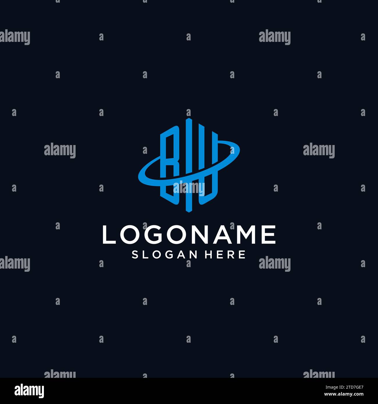 BU initial monogram logo with hexagonal shape and swoosh design ideas Stock Vector