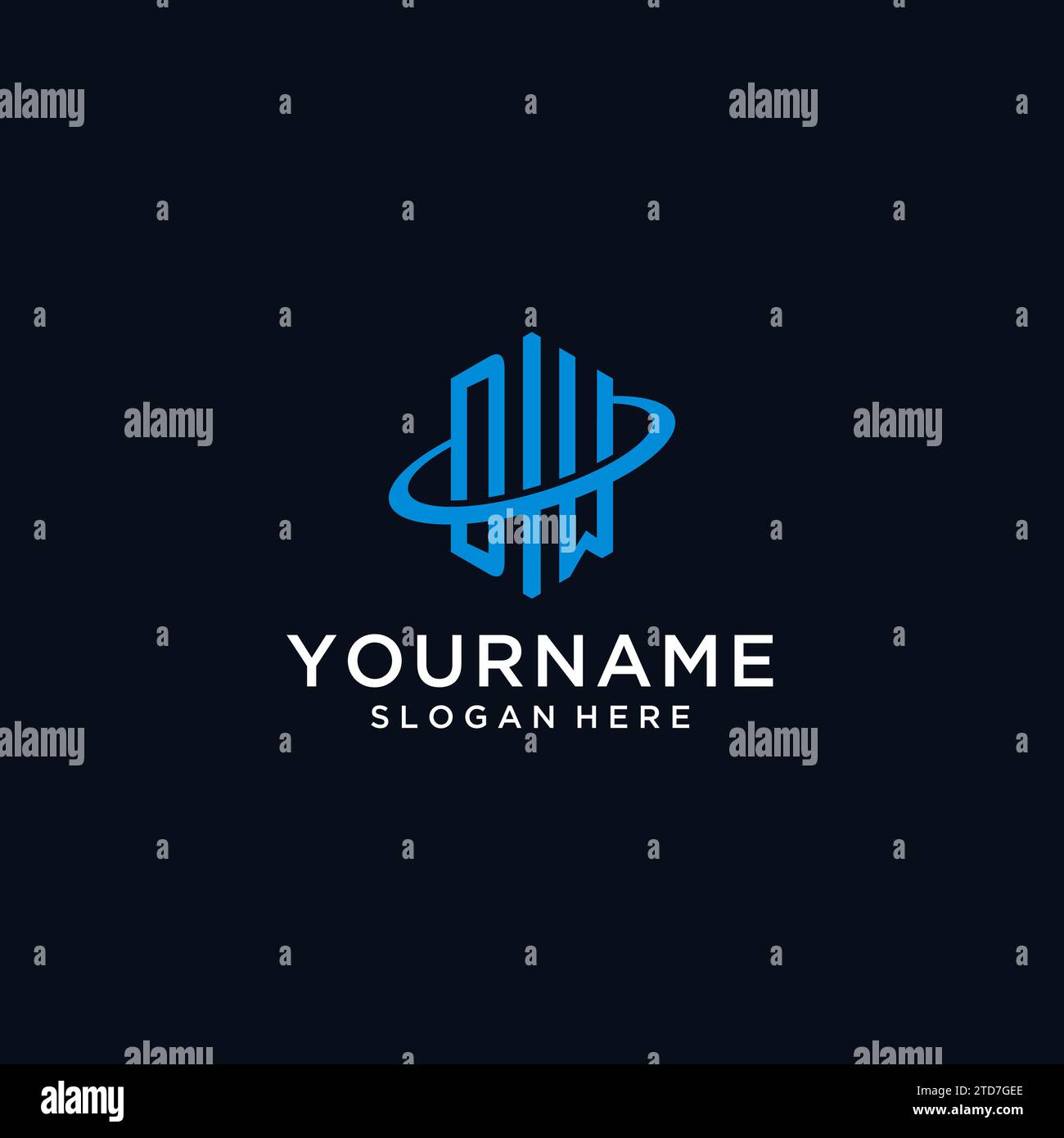 DW initial monogram logo with hexagonal shape and swoosh design ideas Stock Vector