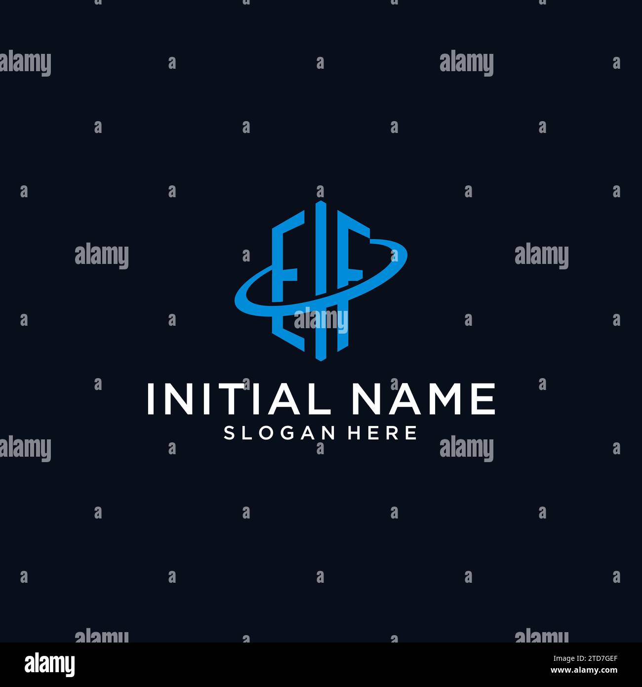 EF initial monogram logo with hexagonal shape and swoosh design ideas Stock Vector