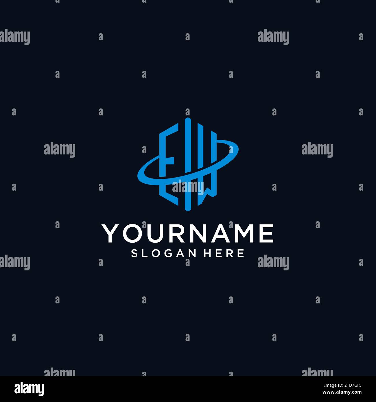 EW initial monogram logo with hexagonal shape and swoosh design ideas Stock Vector