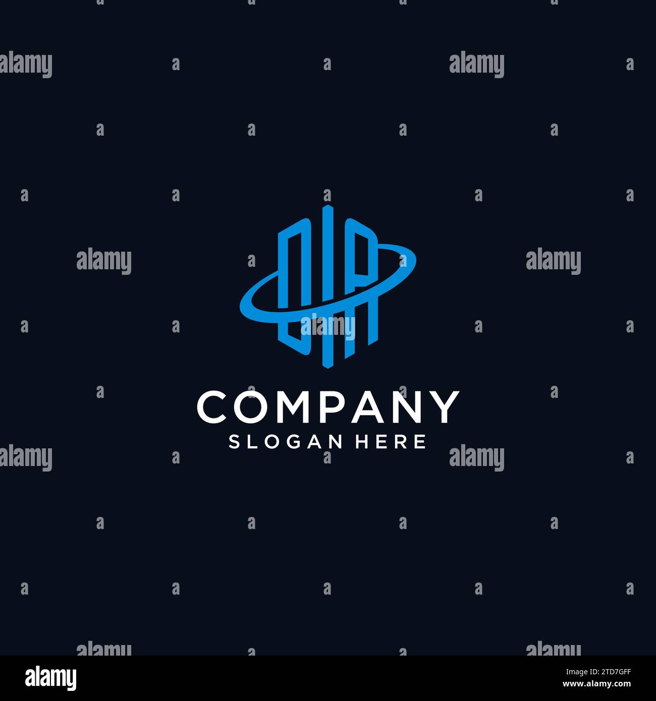 DA initial monogram logo with hexagonal shape and swoosh design ideas Stock Vector