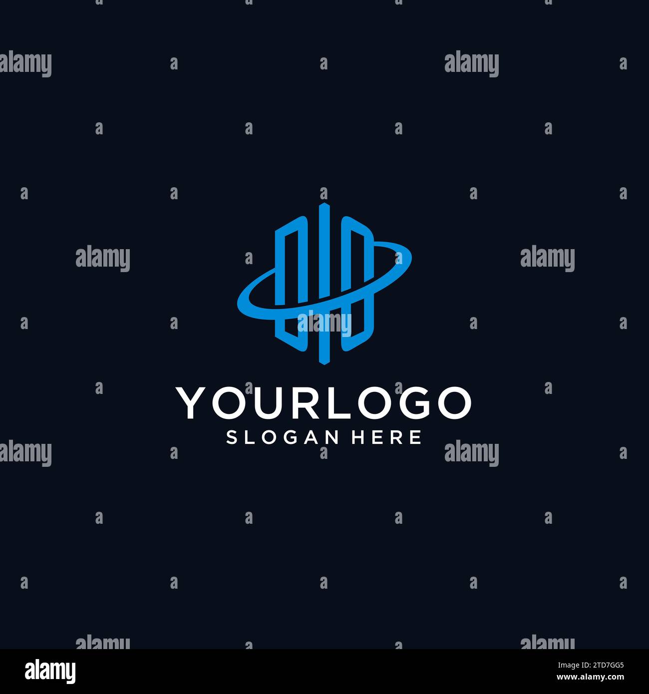 DO initial monogram logo with hexagonal shape and swoosh design ideas Stock Vector