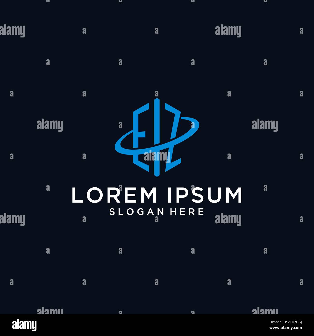 EZ initial monogram logo with hexagonal shape and swoosh design ideas Stock Vector