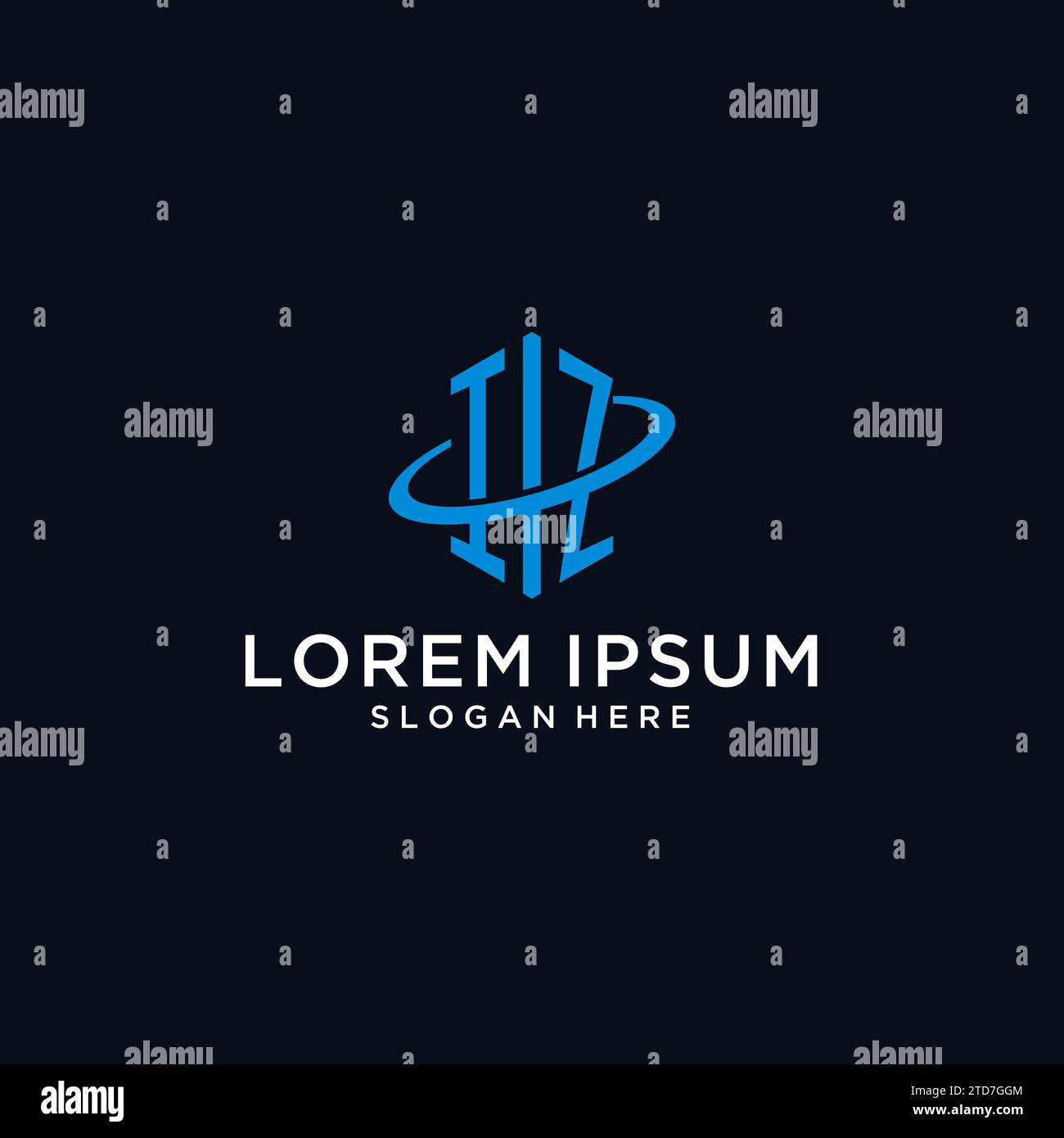 IZ initial monogram logo with hexagonal shape and swoosh design ideas Stock Vector