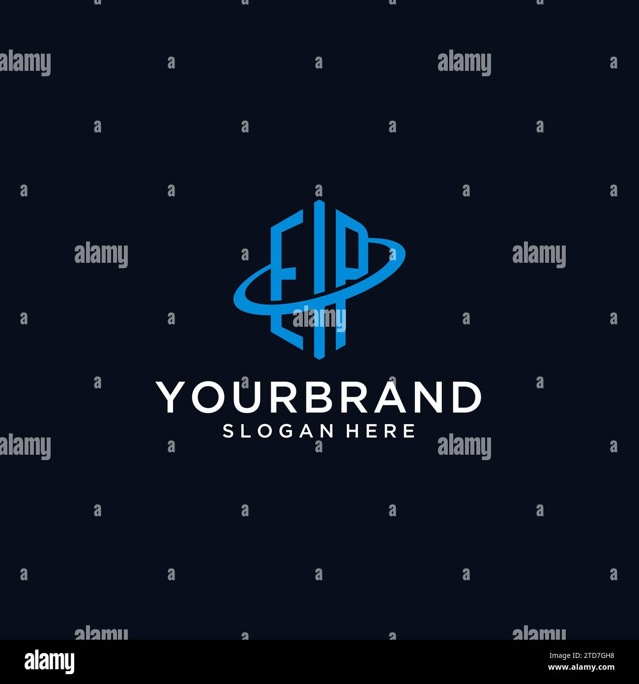 EP initial monogram logo with hexagonal shape and swoosh design ideas Stock Vector