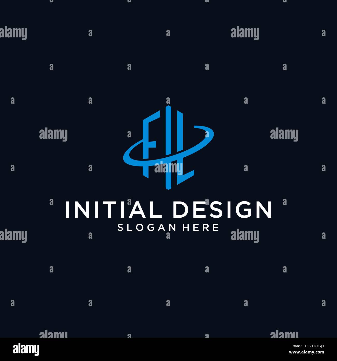 FL initial monogram logo with hexagonal shape and swoosh design ideas Stock Vector