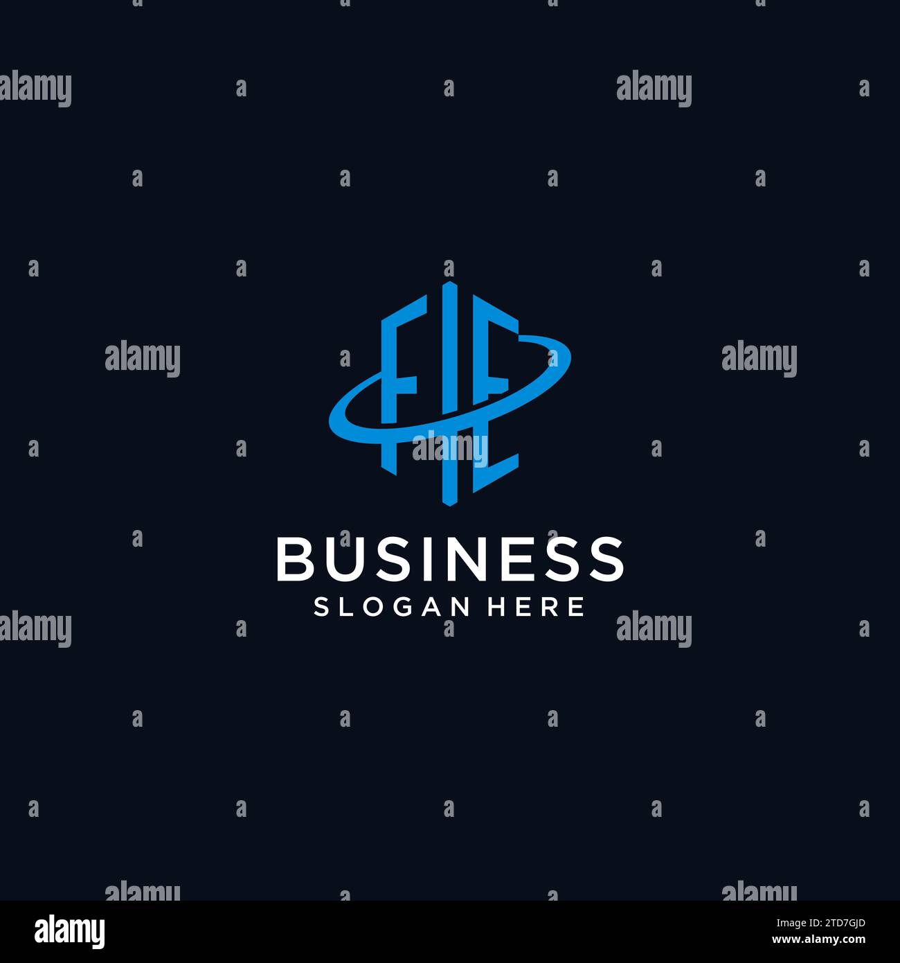 FE initial monogram logo with hexagonal shape and swoosh design ideas Stock Vector