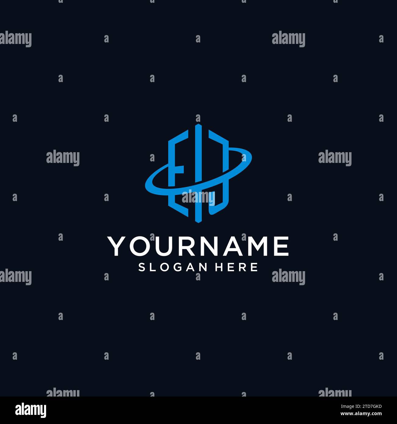 EJ initial monogram logo with hexagonal shape and swoosh design ideas Stock Vector