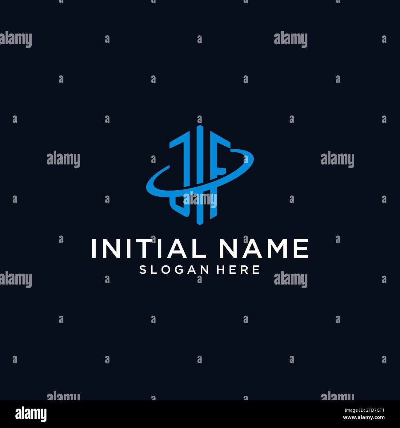 JF initial monogram logo with hexagonal shape and swoosh design ideas Stock Vector