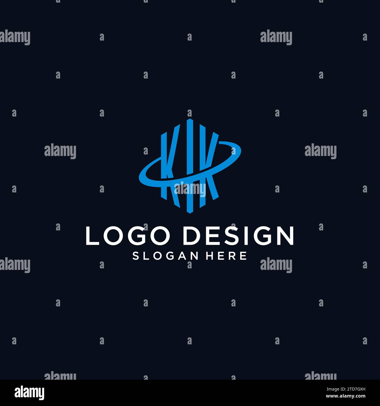 KK initial monogram logo with hexagonal shape and swoosh design ideas Stock Vector