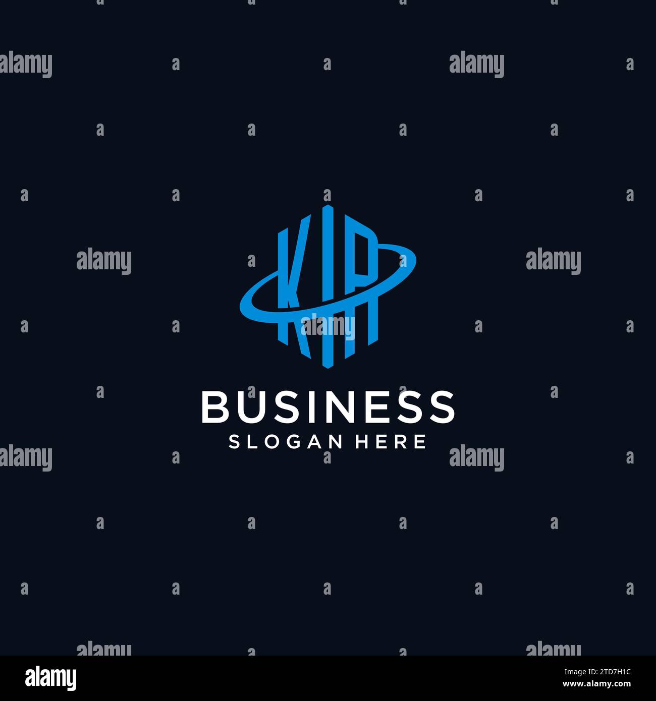 KR initial monogram logo with hexagonal shape and swoosh design ideas Stock Vector