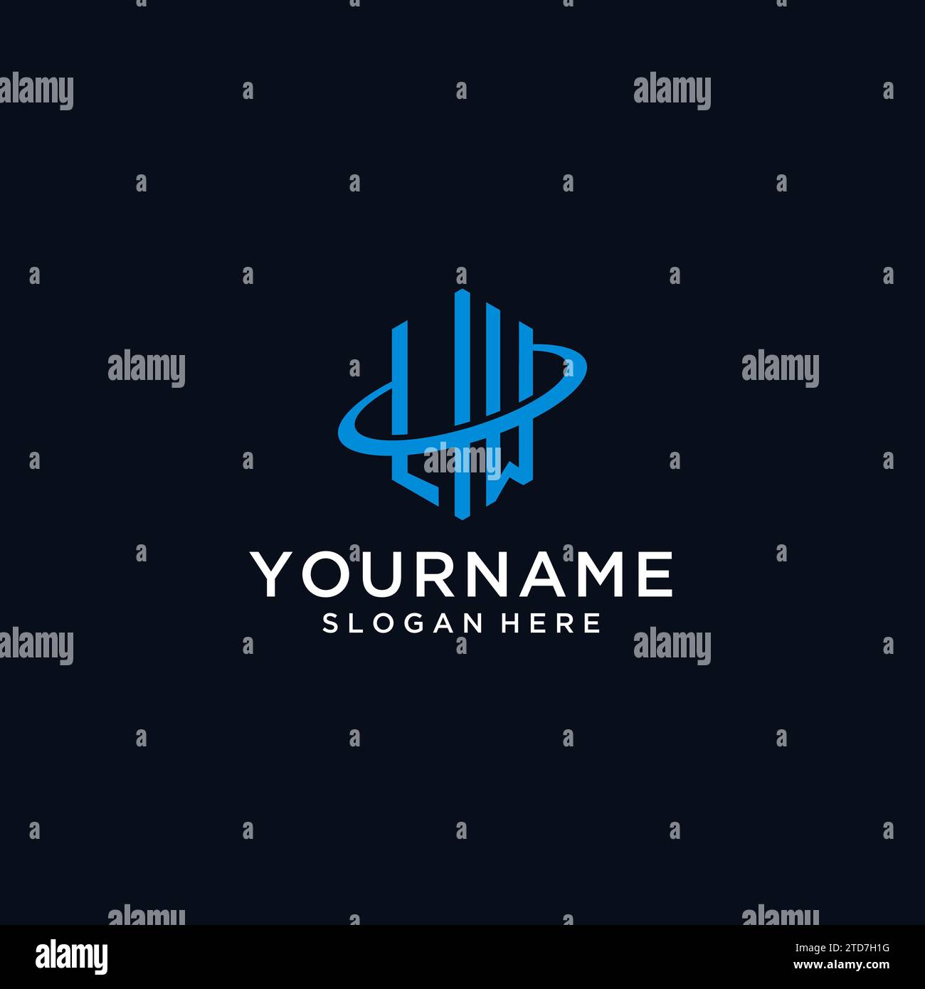 LW initial monogram logo with hexagonal shape and swoosh design ideas Stock Vector