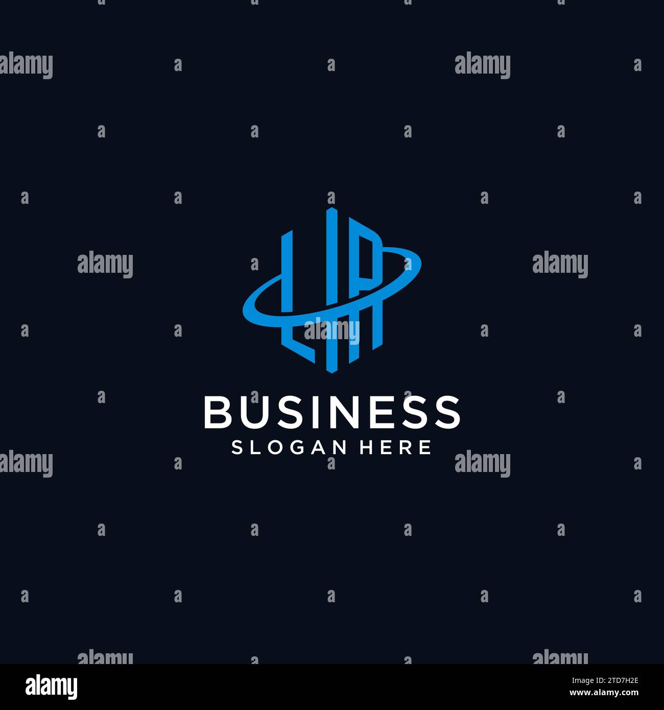 LR initial monogram logo with hexagonal shape and swoosh design ideas Stock Vector