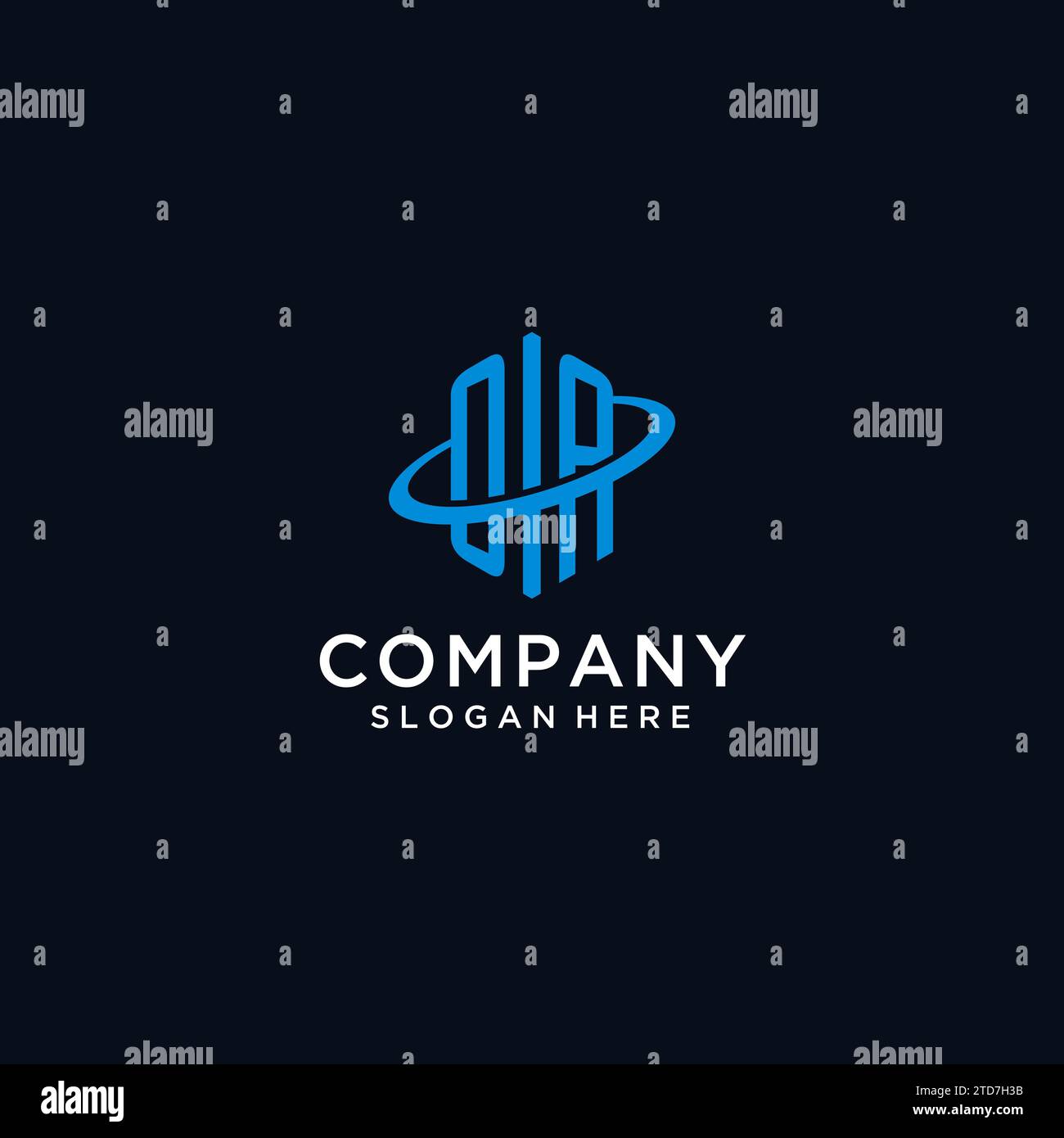 OA initial monogram logo with hexagonal shape and swoosh design ideas Stock Vector
