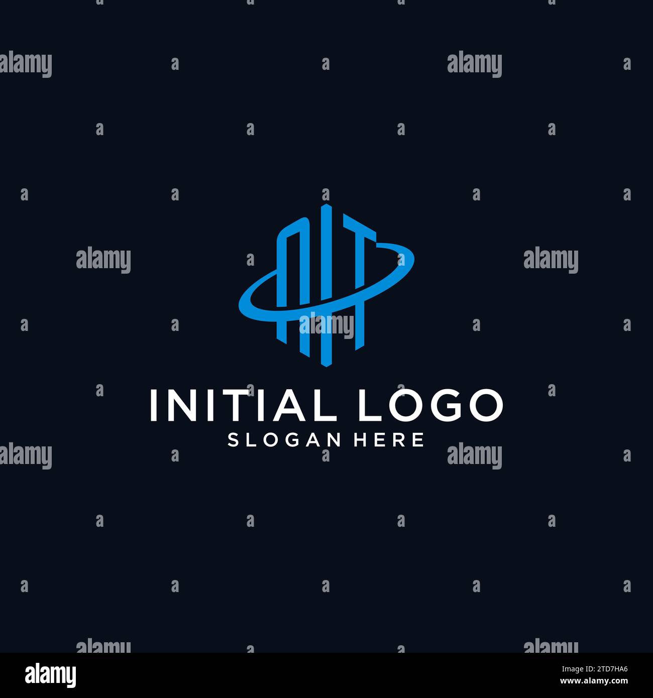 NT initial monogram logo with hexagonal shape and swoosh design ideas Stock Vector
