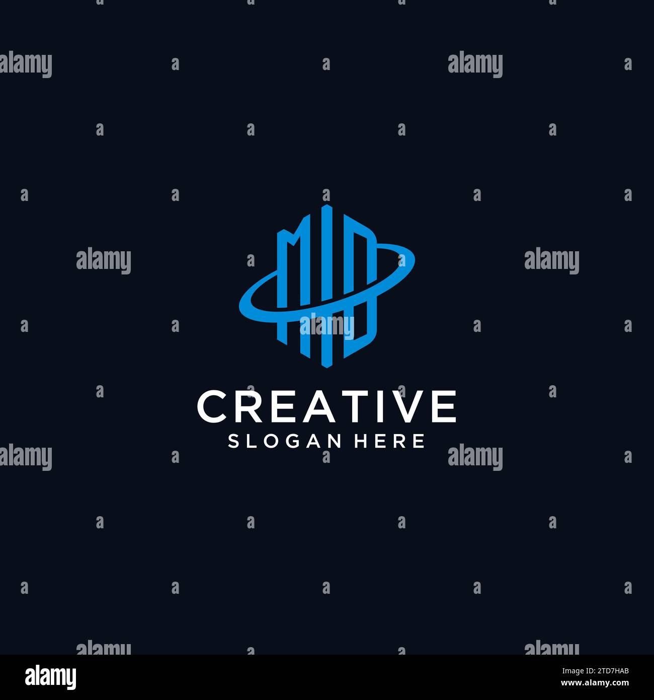 MD initial monogram logo with hexagonal shape and swoosh design ideas Stock Vector