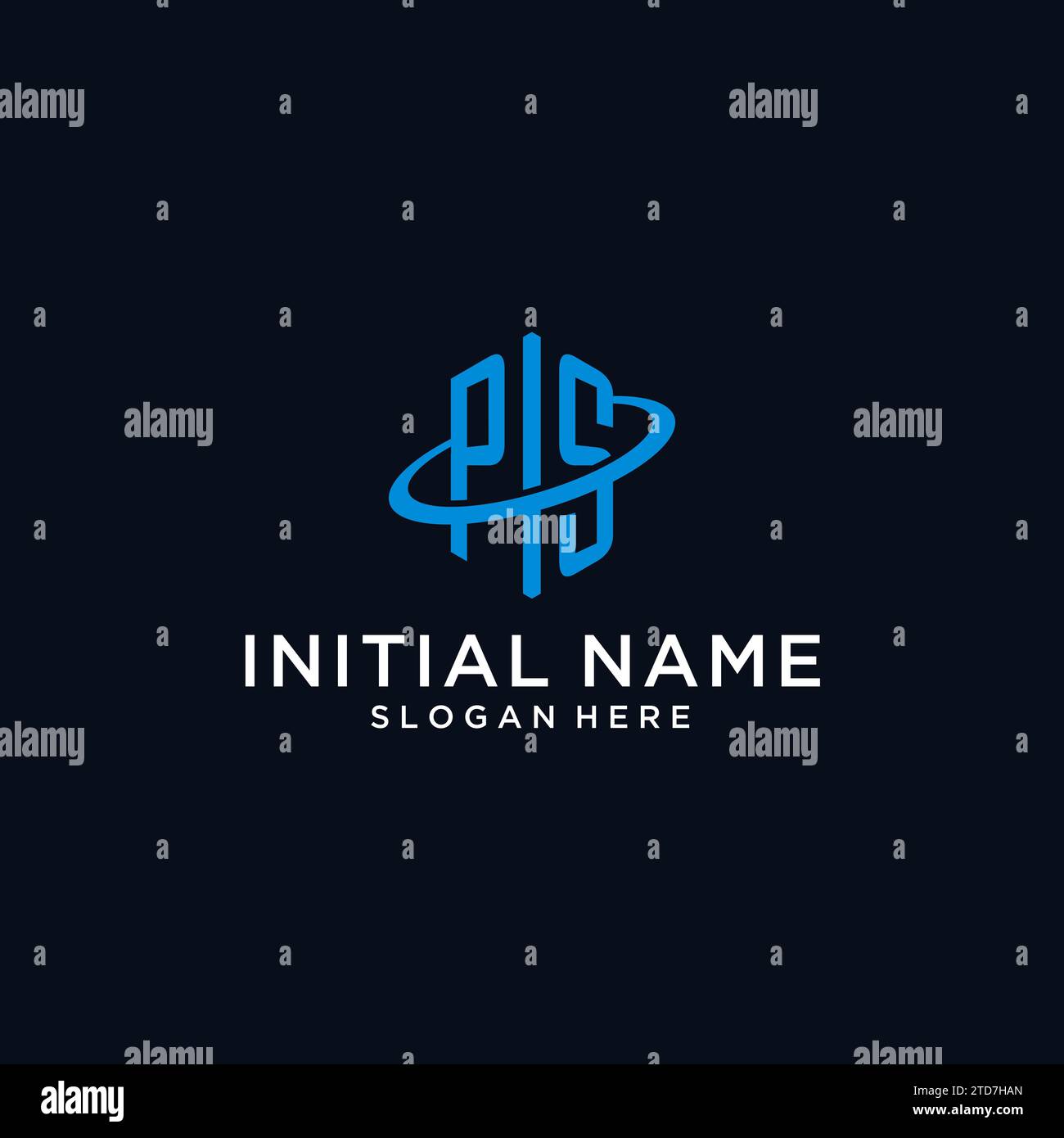 PS initial monogram logo with hexagonal shape and swoosh design ideas Stock Vector