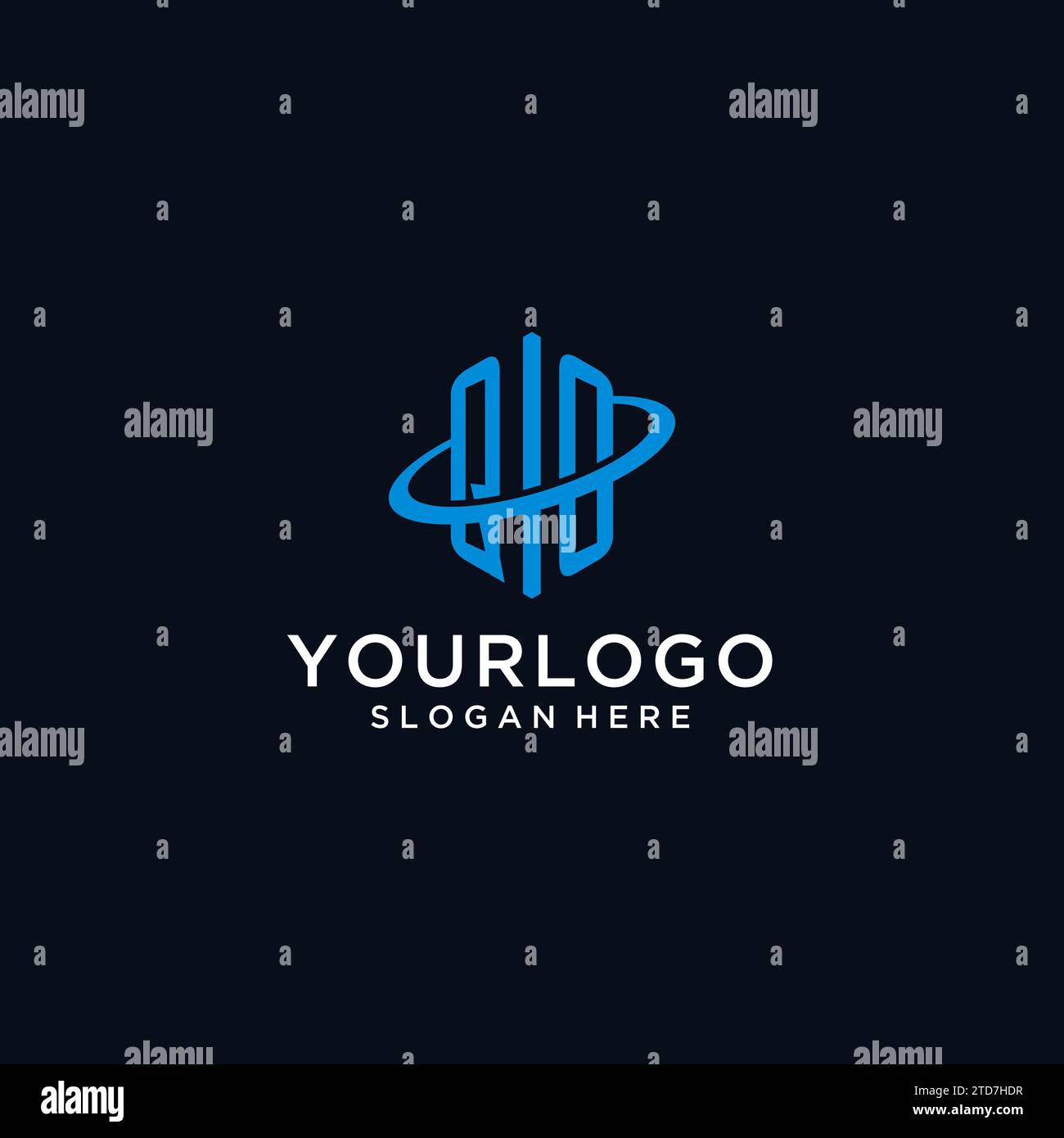 QO initial monogram logo with hexagonal shape and swoosh design ideas Stock Vector