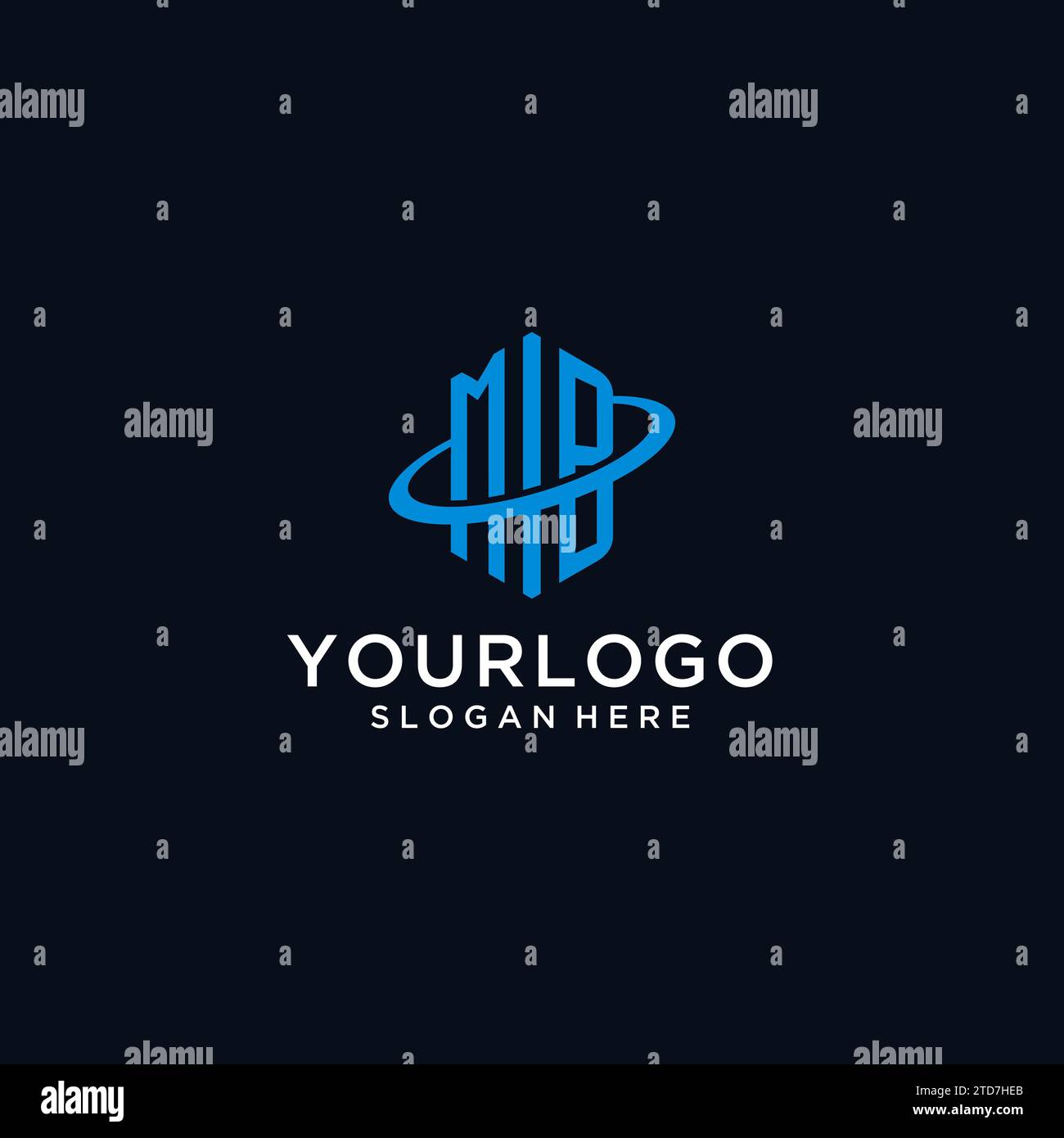 MB initial monogram logo with hexagonal shape and swoosh design ideas Stock Vector