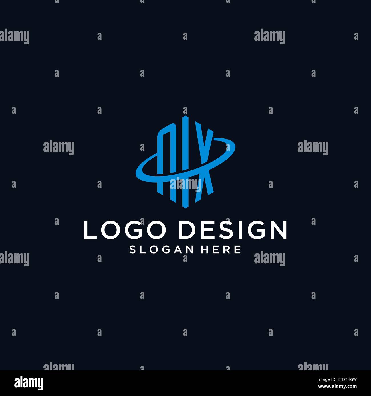 NX initial monogram logo with hexagonal shape and swoosh design ideas Stock Vector