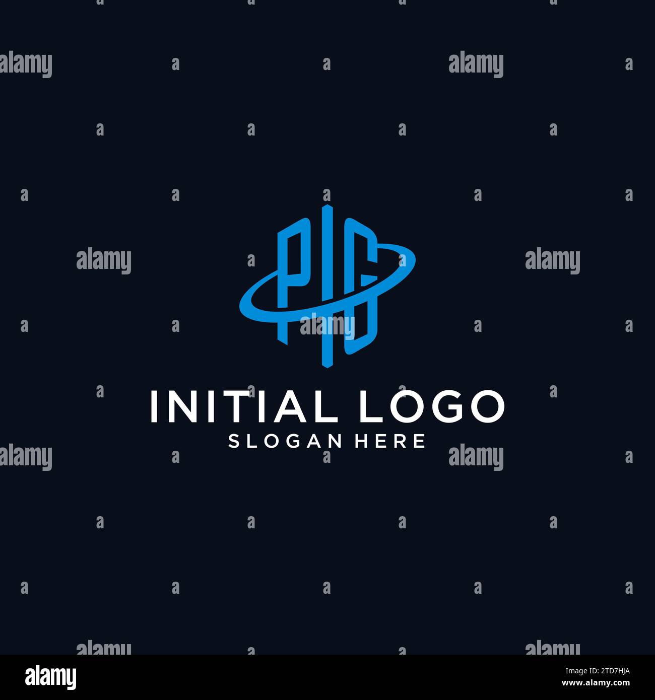 PG initial monogram logo with hexagonal shape and swoosh design ideas Stock Vector