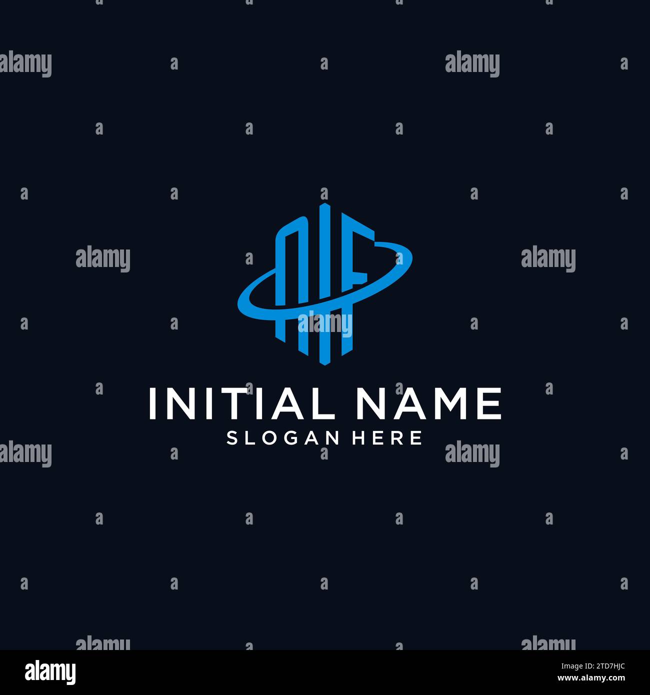 NF initial monogram logo with hexagonal shape and swoosh design ideas Stock Vector
